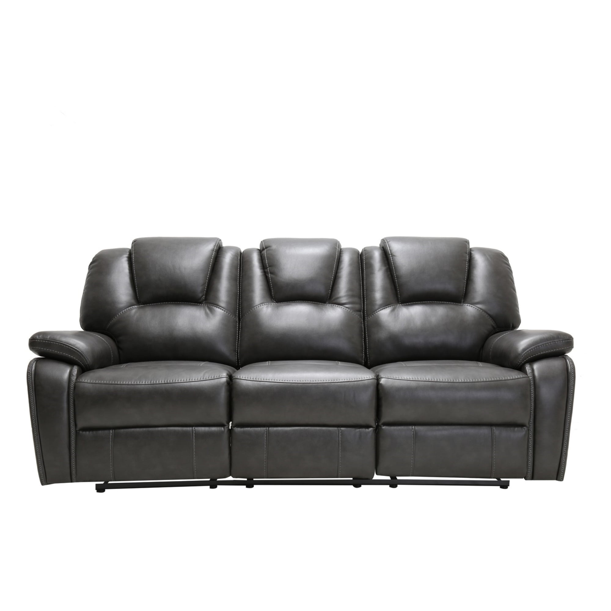 40" Contemporary Grey Leather Sofa