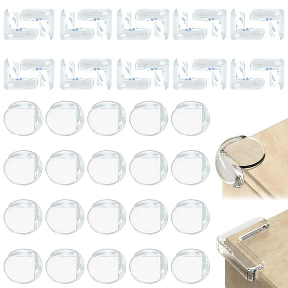 40 Corner Protectors for Baby, Clear Guard & Edge Safety Bumpers for Table Edges & Sharp Corners, Self-Adhesive for All Furniture, 2 Shapes
