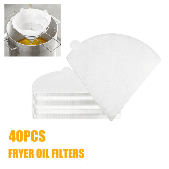 40 Count Cone Oil Filter, Thick Funnel Filter for Deep Fryer, Maple Sap, Syrup, Peanut Oil, Motor Oil