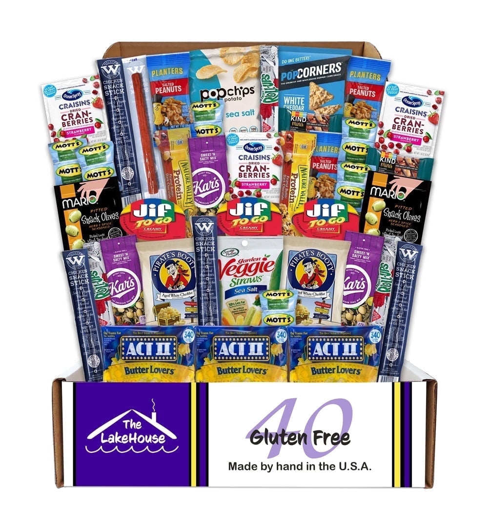 40 Count Gluten Free Snacks - Quality Celiac-Friendly Healthy Variety Pack for Adults - Gluten Free Snack Box - College Care Package Gift Basket
