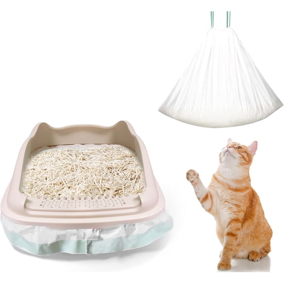 40 Count Litter Box Liners - 2 Mil Thick & Claw Resistant, 37"x18" Drawstring Bags for Deep Pans, Leakproof & Proof Heavy Duty Liners