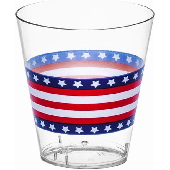 40-Count Printed Hard Plastic 2-Ounce Shot Glasses, Stars and Stripes