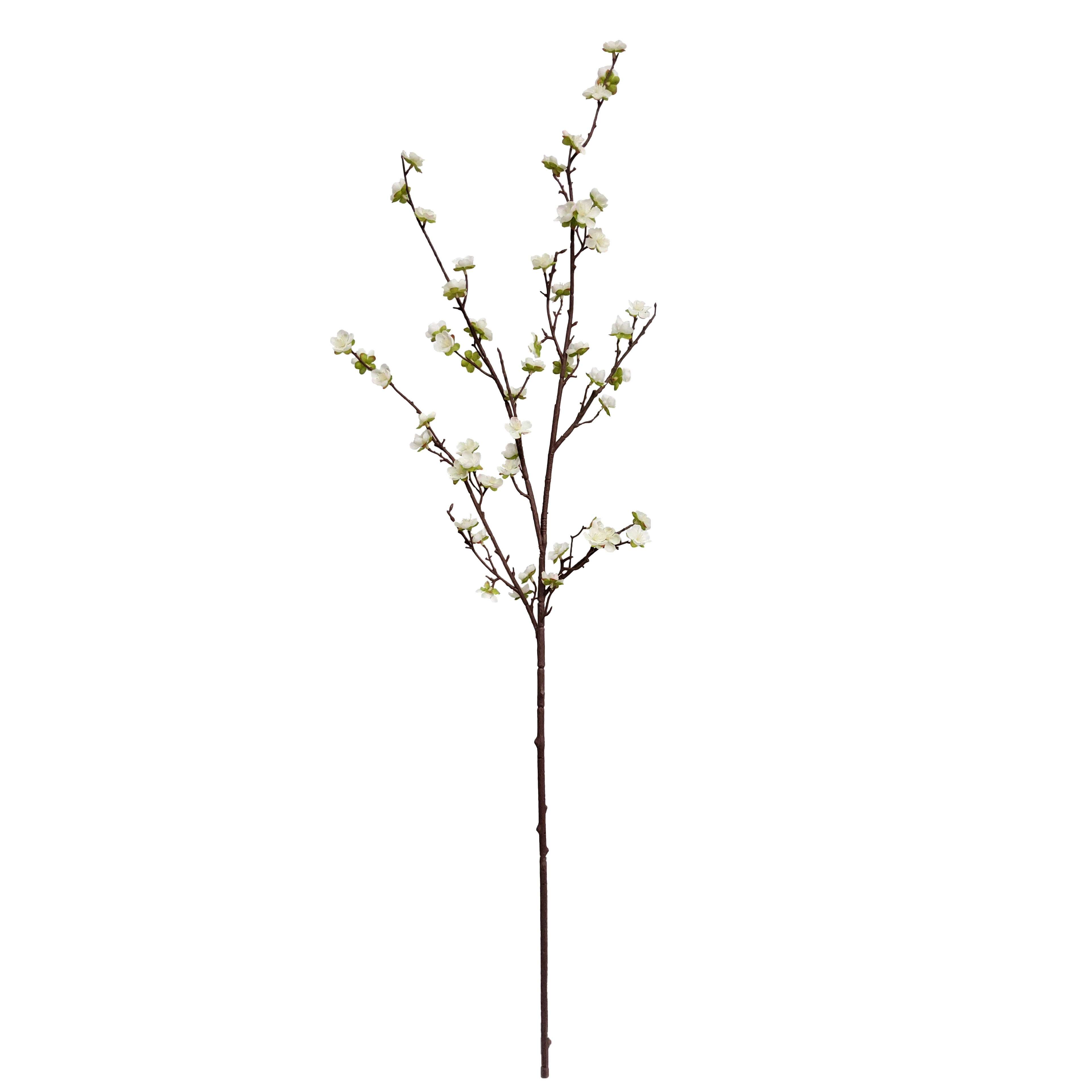 40" Cream Blossom Stem with Green Leaves