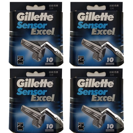 40 Ct Gillette Sensor Excel Refills Blades Cartridges (4 Packs of 10