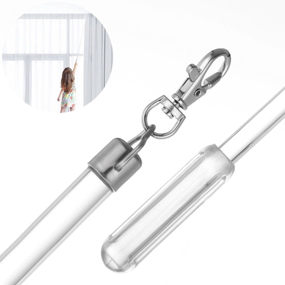 40" Curtain Pull Rod, Acrylic Drapery Wand, Long Drapery Curtain Pull Wand, Clear Drapery Pull Rod Wand with Metal Hook