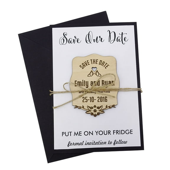 40 Custom Engraved Wooden Magnet Save the Date Wooden Magnet Rustic Wedding Announcements Idea
