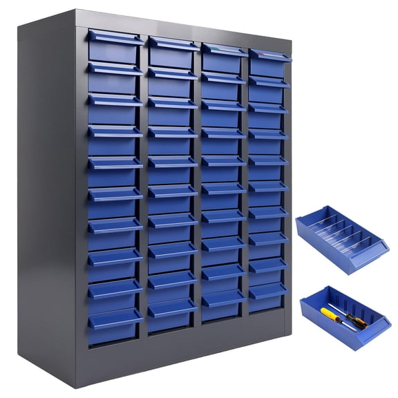 40 Drawer Durable Parts Cabinet, Transparent Drawer Storage Organizer with Label Slots and Removable Dividers, Heavy Duty Bolt Nut Tool Cabinet for Workshop Garage and Office Storage