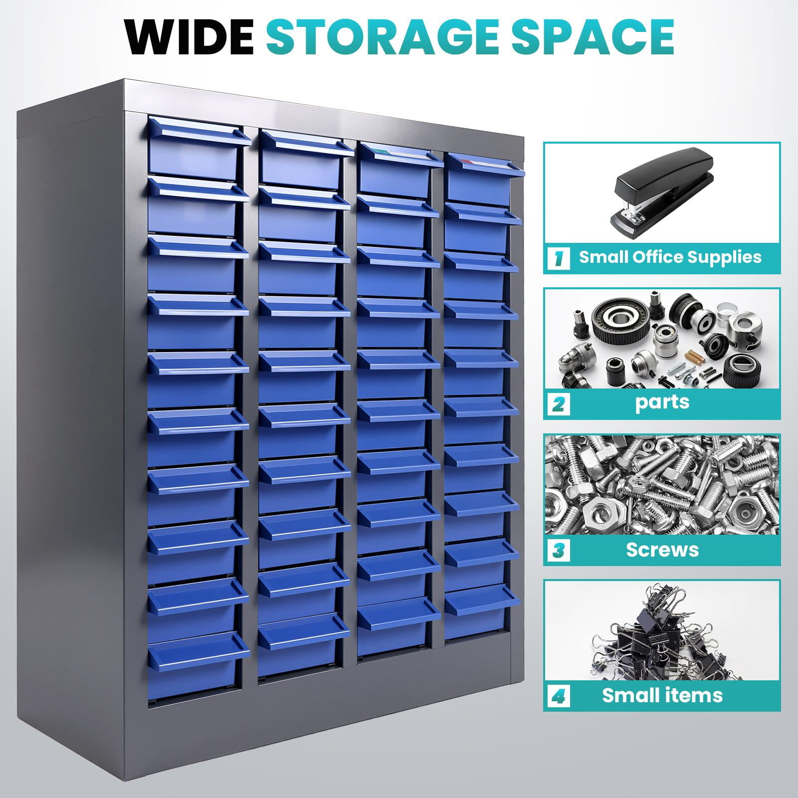 40 Drawers Bolt Bin Cabinet, Parts Organizer with Label Stickers, ABS ...