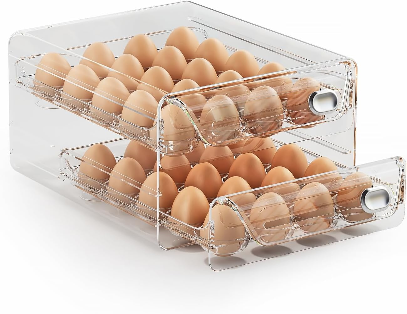 40 Egg Holder for Fridge, 2-Layer Stackable Egg Storage Container, BPA Free Clear Egg Tray Organizer for Refrigerator