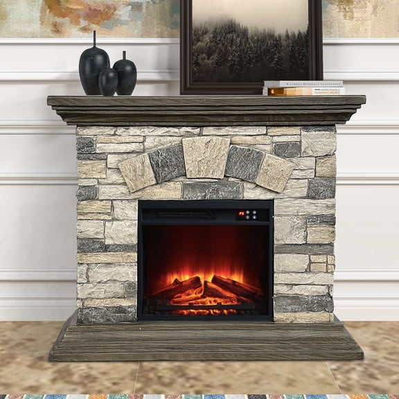 40-inch Electric Fireplace with Faux Brick and Remote Control