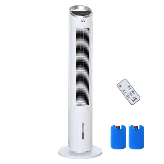 40" Evaporative Air Cooler with Water Tank,3-in-1 Ice Cooling Fan with Humidifier,52 Oscillating Portable Swamp Cooler for Home Office,3 Modes,3 Speeds,8H Timer,Remote,White