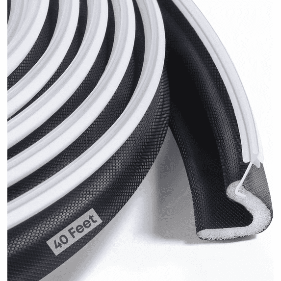 40 FT Weather Stripping Door Seal, Kerf Weather Stripping for Doors with Groove, Blocking Light From Doorways,Soundproof, Insulation, Easy to Install