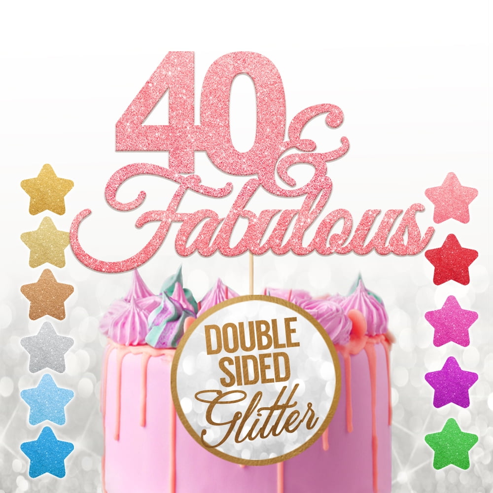 40 & Fabulous Cake Topper, 40th Birthday Glitter Topper for Men and ...