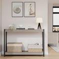 thumbnail image 1 of 40" Farmhouse Console Table, Slatted 2-Tier Entryway Table with Storage Shelf, Grey Sofa Table for Living Room, Hallway, or Foyer, Grey, 1 of 7