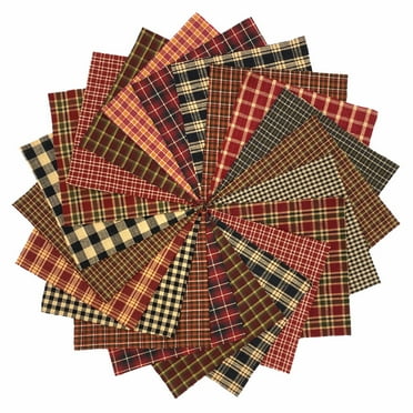 40+ Farmhouse Red & Black Homespun 5"x5" Pre-Cut Quilt Squares Charm Pack by JCS Fabric