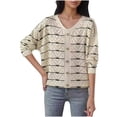 thumbnail image 1 of Tbopshirt Womens Striped Sweater,Fall Sweaters for Women,Long Sleeved V Neck Shirt Blouses Stripe Loose Color Matching, 1 of 2