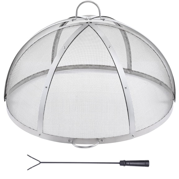 40" Firepit Spark Screen Lid,stainless steel cover for outdoor fire pits,easy-open design,perfect for backyard and patio use.