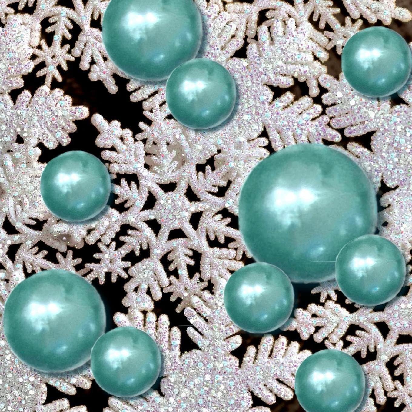 40 Floating Sparkling SnowflakesAqua Blue PearlsSnow sSnowFills 1 Galons For VasessWith