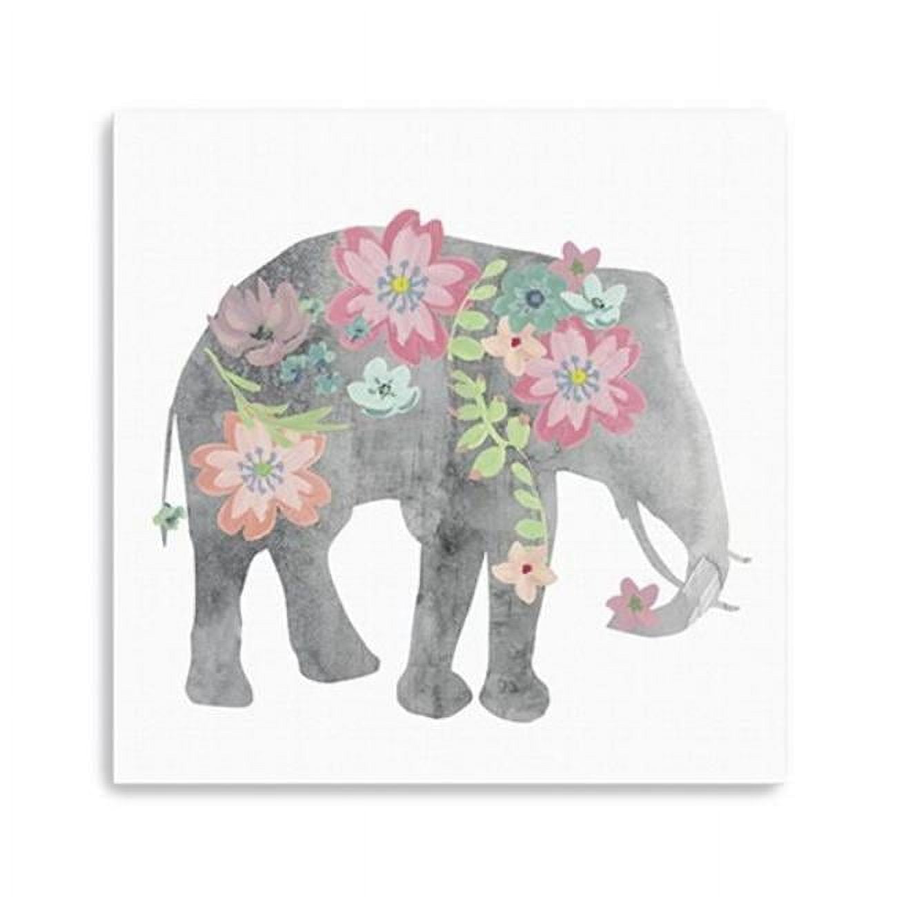 40" Floral Elephant Canvas Wall Art - Walmart.com