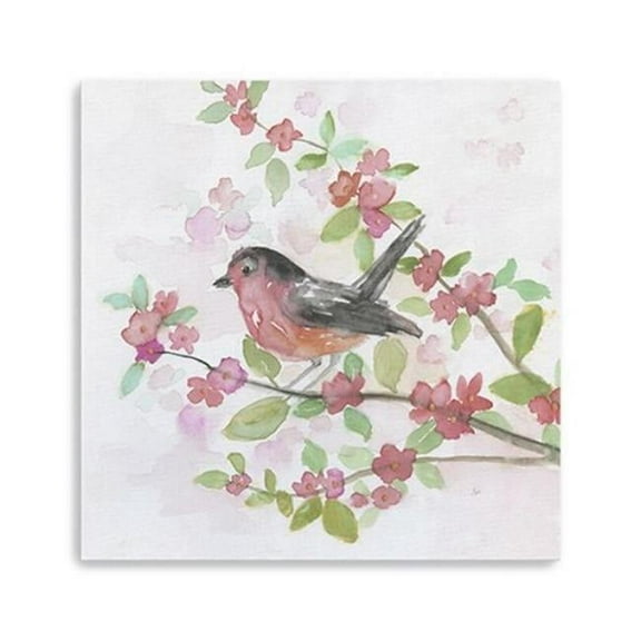 40" Flower and Bird Canvas Wall Art