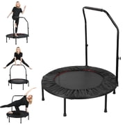 40" Foldable Mini Trampoline, Fitness Rebounder with Bungees, Adjustable Handle, Exercise Trampoline for Adults Indoor/Garden Workout, Max Load 450lbs