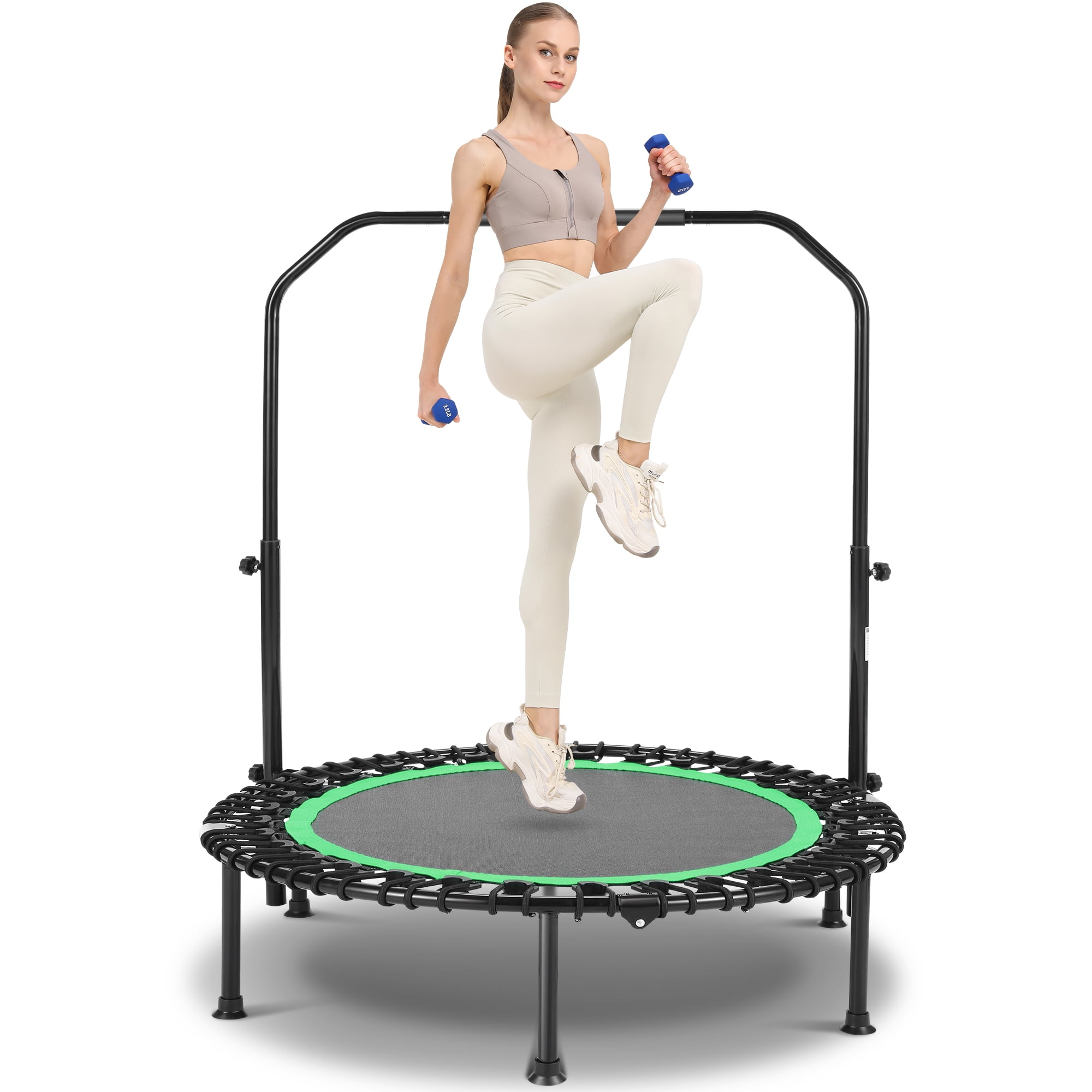 40 Foldable Trampoline Fitness Rebounder with Resistance Bands Adjustable Foldable with Adjustable Handle Max Load 450lbs Walmart Business Supplies