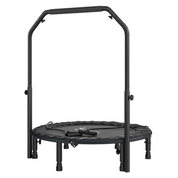 40" Foldable Trampoline for Adults, Rebounder w/ Adjustable Handle, Mini Fitness Trampoline, Indoor Exercise Trampoline, Black