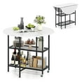 thumbnail image 1 of 40" Folding Dining Table with Lockable Wheels, Storage Shelves, Space-Saving Drop Leaf, Movable & Expandable Round Kitchen Table for Dinette Small Place Apartment Living Room (White), 1 of 1