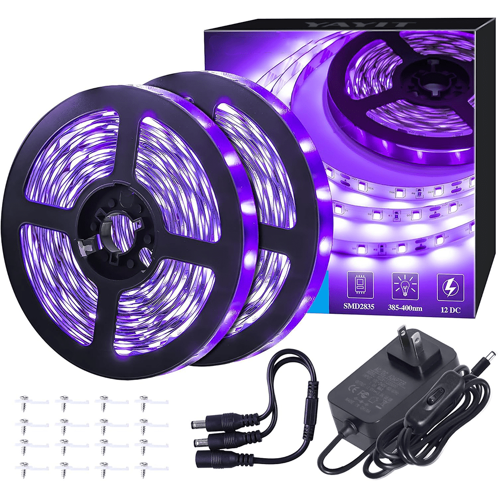 40ft Purple LED Black Light Strip with 12V Adapter