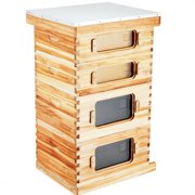 40 Frame Bee Hive Starter Kit, Wax-Dipped Fir Wood, 2 Deep + 2 Medium Langstroth Boxes, Acrylic Windows