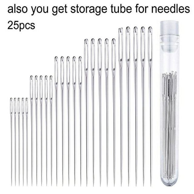 40 Ft Tape Measure 25 Large Eye Stitching Needles 5 Sizes Big Eye
