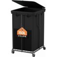 thumbnail image 1 of 40 Gal Large Laundry Hamper with Lid, Rolling Laundry Basket with Wheels, Oxford Fabric Dirty Clothes Hampers with Removable Laundry Bag & Metal Frame for Bedroom, Laundry Room, Bathroom, Dorm(Black), 1 of 12