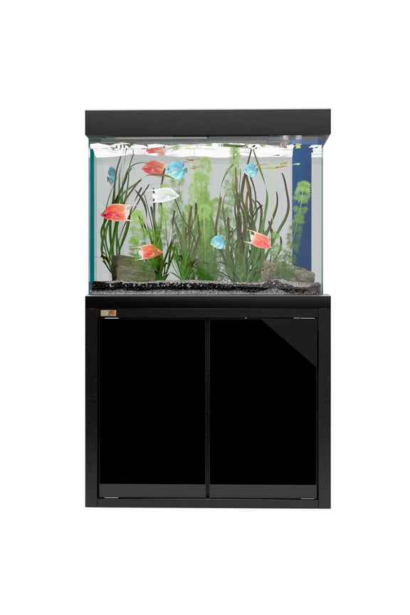 40 Gallon Premium Black Aquarium Tank & Stand Combo: All in One Fish Tank Kit with LED and Filtration (Perfect for Freshwater & Saltwater)