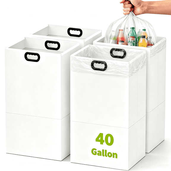 40 Gallon Disposable Trash Cans for Parties, 4 Pack Extra Large Collapsible Pop Up Trash Can with Handles, Portable Cardboard Garbage Can & Recycling Bin for Party Kitchen Camping and Weddings