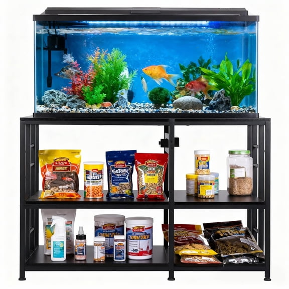 40 Gallon Fish Tank Stand 3 Tiers Metal Frame 36 x 18 Inch Aquarium Stand with Power Outlets 750 LBS Capacity Adjustable Reptile Terrarium Tank Stand