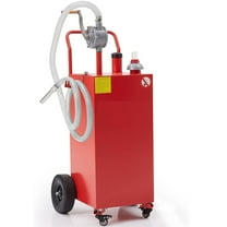 40 Gallon Fuel Caddy, Fuel Tank With Wheels, Large Gasoline Diesel Can With Fuel Transfer Rotary Hand Pump Wheels for Boat Atv Oil Car Motorcycle, Red