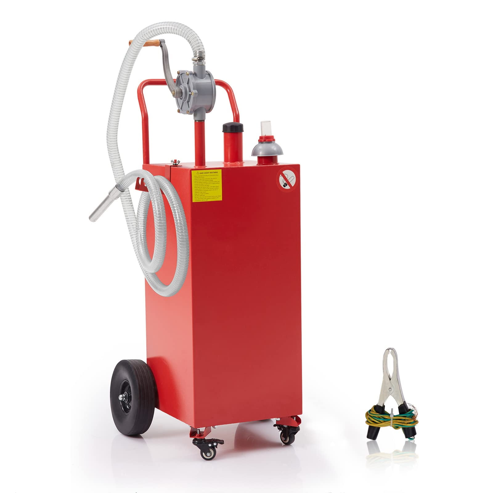 40 Gallon Gas Caddy, Portable Fuel Caddy With Wheels and Pump, Manual Fueling Nozzle & 360