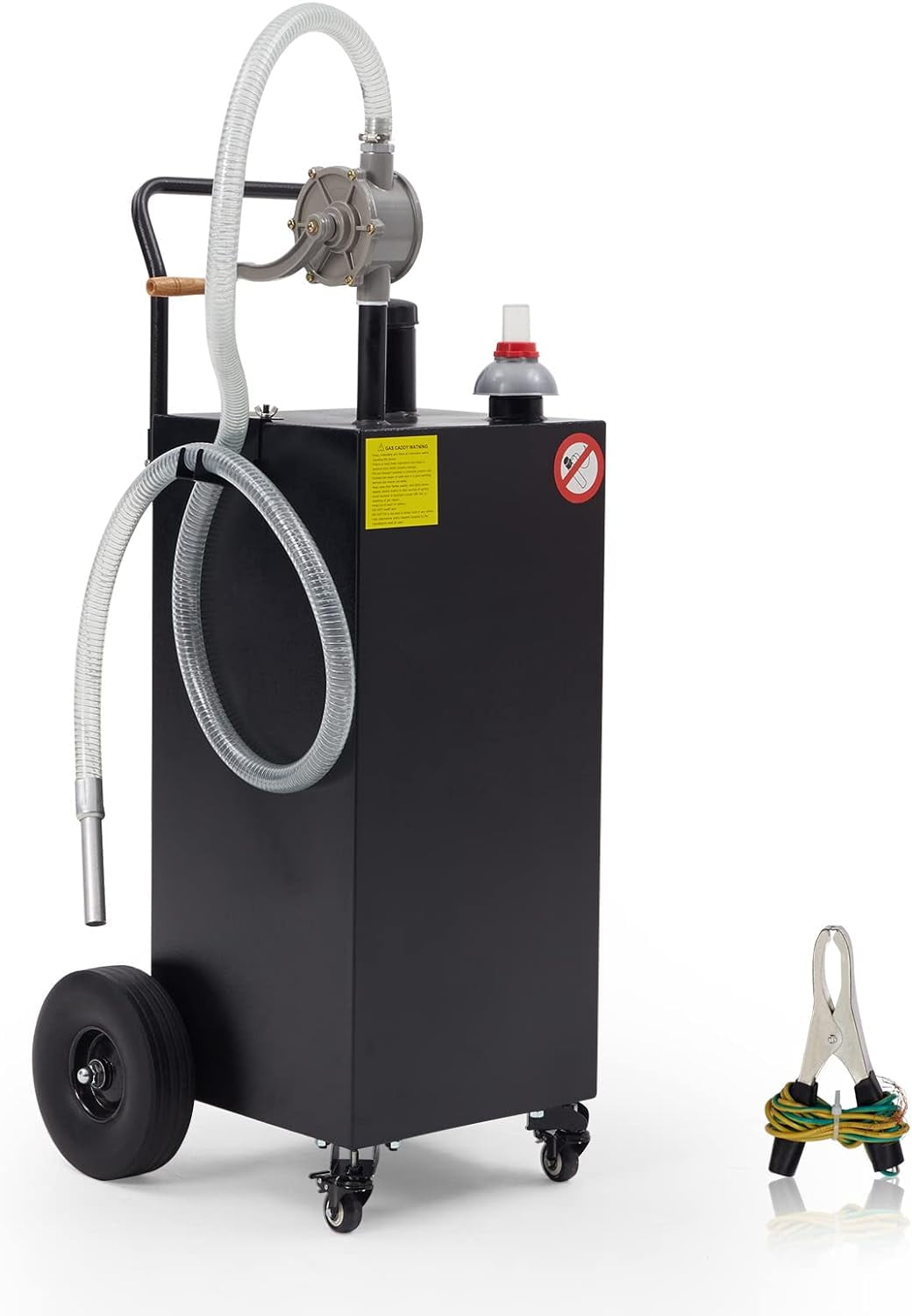40 Gallon PortableCaddyStorage Tank Large Hand Siphon Pump with Rolling FlatSolid Rubber Wheels for Boat, ATV, Car, Motorcycle