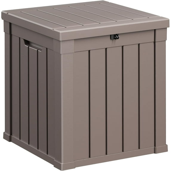 40 Gallon Resin Deck Box, Lockable Patio Outdoor Storage Box for Furniture, Garden Tools and Tools Storage, Waterproof Outside Storage Boxes - Grey