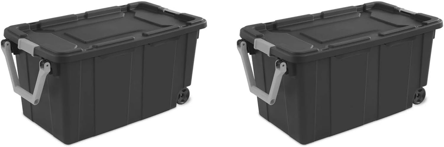 Wheeled Industrial Tote Sterilite Bin With Handle Stack Tote