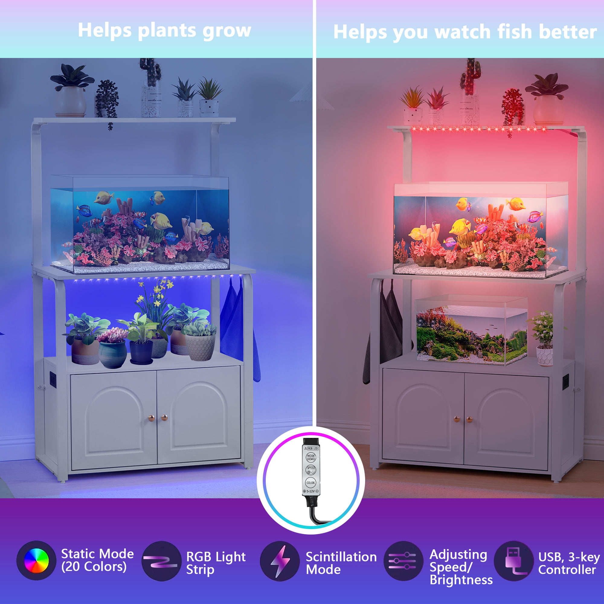 40 Gallon Tank Stand with Wooden Storage 510 Gallon Fish Tank Stand, Aquarium Stand 20