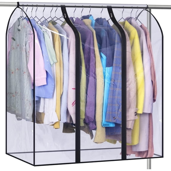 40" Garment Bags for Closet Storage Clear Garment Rack Cover Bottom Enclosed Cloth Cover Clothes Storage Bag Clothes Protector for Suits, Coats, Sweaters, Shirts