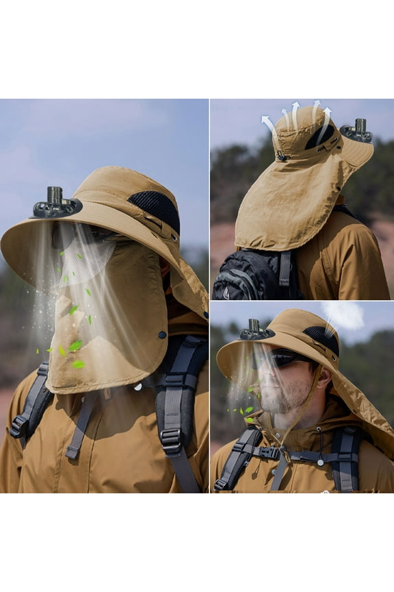 Up to 40% off Gifts Oefntac Sun Hat Wide Brims Solar Fan Sun Hat Built-in Rechargeable Fan for Men Outdoor Fishing Hat for Hiking, Camping, Beach Activities