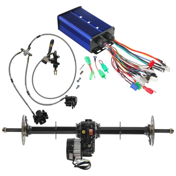 40" Go Kart Rear Axle Kit with Brushless 72V 1500W Electric Differential Motor Speed Controller & Hydraulic Brake Assembly for DIY Go Cart Drift Trike ATV Quad Buggy 4 Wheelers Dolly Cart