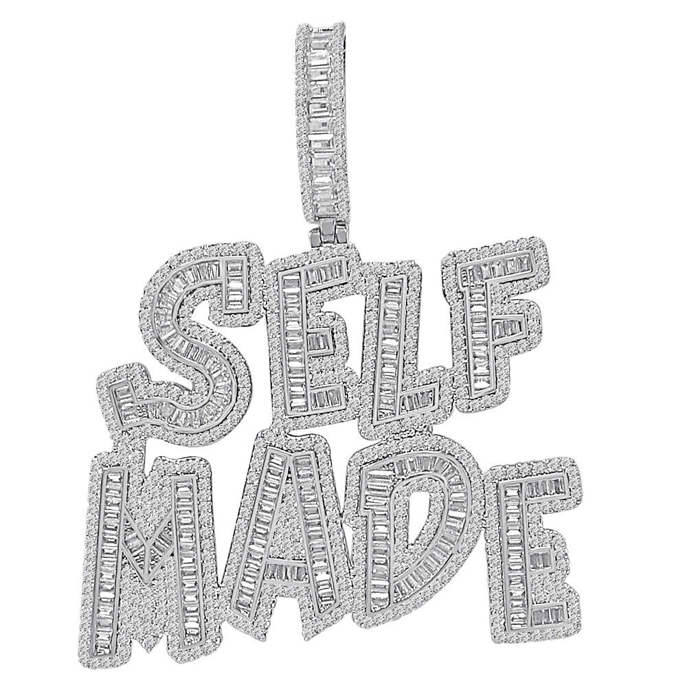 40+ Grams Big 3'' 14K White Gold Finish 6.00 Cwt. SELFMADE Men's Custom Pendant Charm