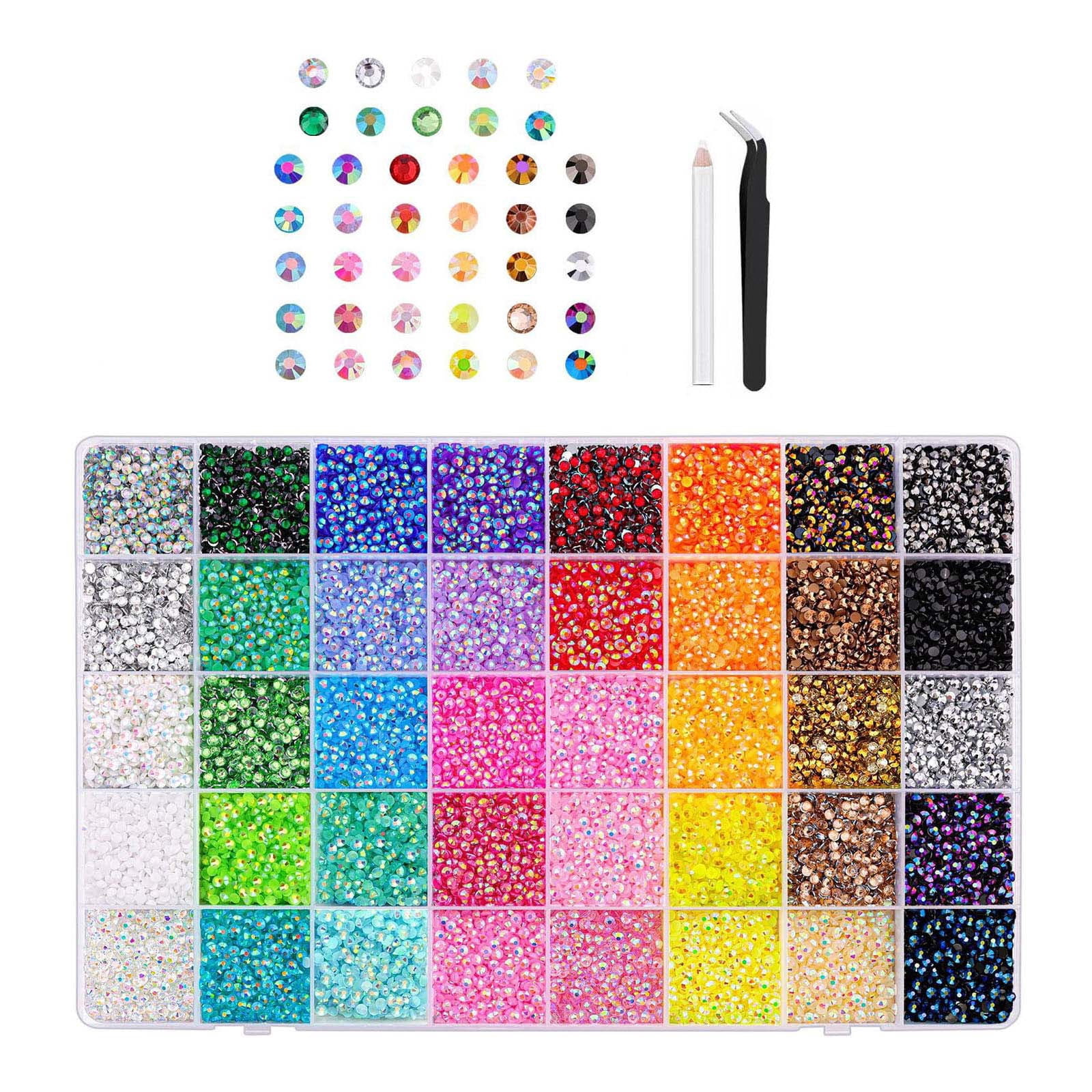 40-Grid Sparkling Resin Diamond Art Kit 40000Pcs Colorful Rhinestone Gem Painting Set with Glue Pen & Tweezers DIY Craft for Adults