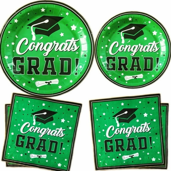 20 Guests Graduation Party Plates Napkins Supplies Set Congrats Grad Class of 2025 Disposable Dinnerware Tbeleware Grad Party Decoration Favors