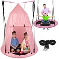 thumbnail image 1 of SereneLife 40" Hanging Tree Play Tent Hangout for Kids Indoor Outdoor Flying Saucer Floating Platform Swing Treepod,Includes Hammock, 1 of 9