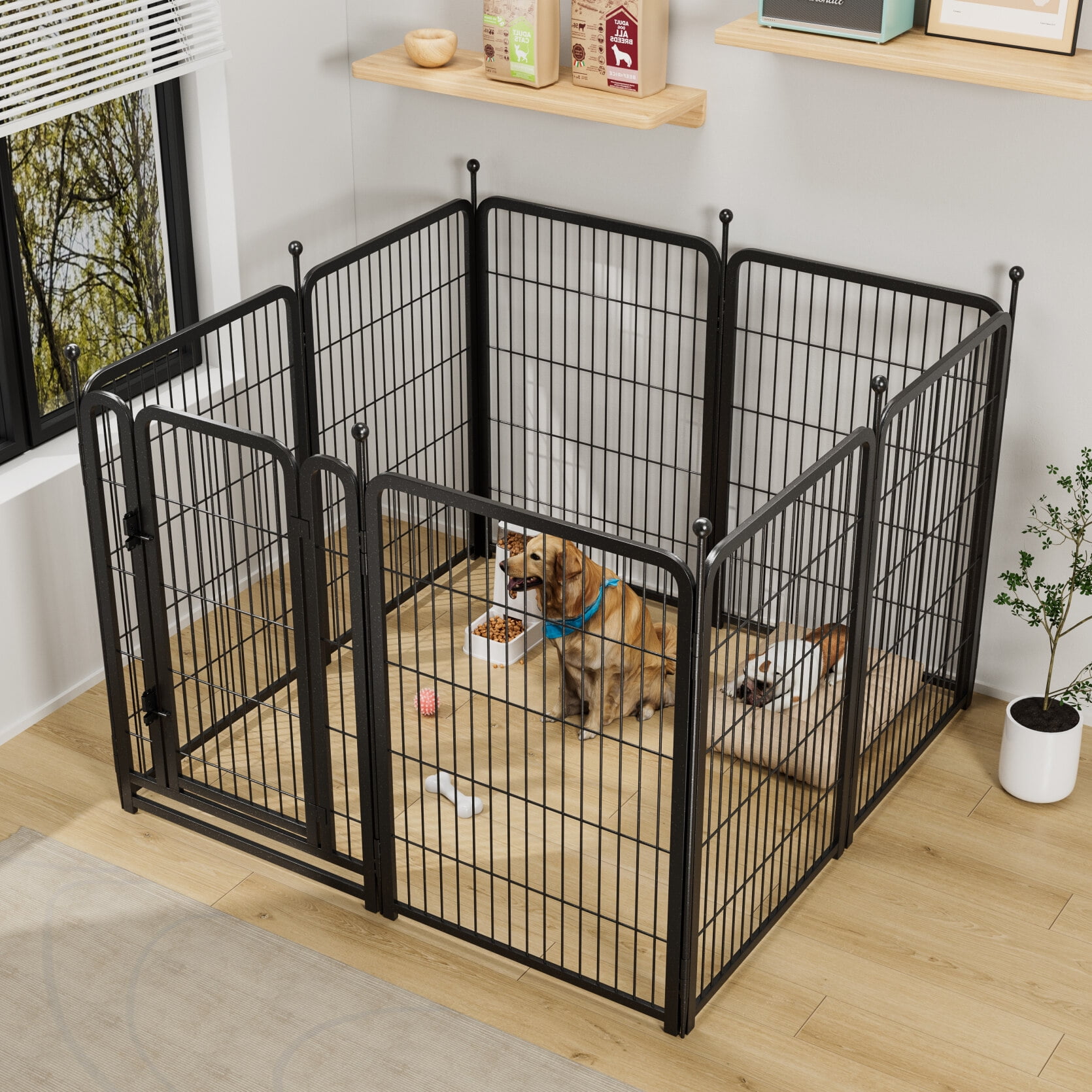 40" Height Heavy Duty Dog Fence, Dog Playpen with 8 Panels,  Puppy Pen for Large Medium Small Dogs, Indoor Outdoor Foldable Pet Exercise Pen, Black