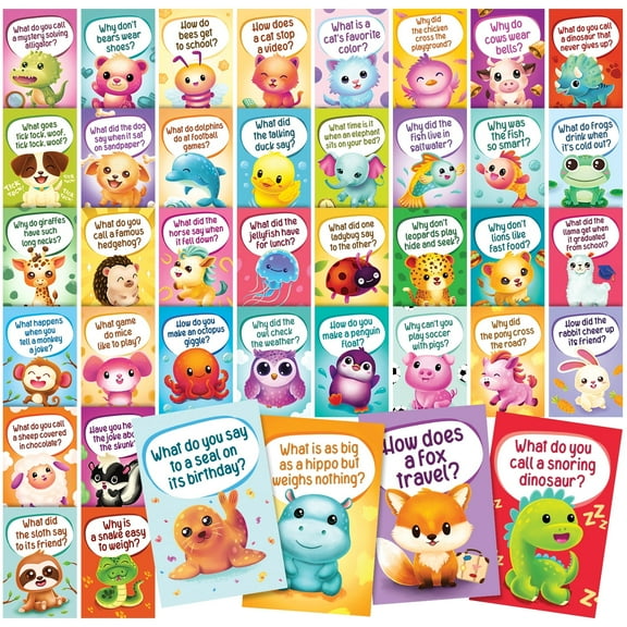 40 Hilarious Animal Joke Postcards - Bursting with Vibrant Colors! Ideal for Sharing Laughter with Friends, Family, Kids, Students, and Teachers, Share the joy with a touch of wild humor